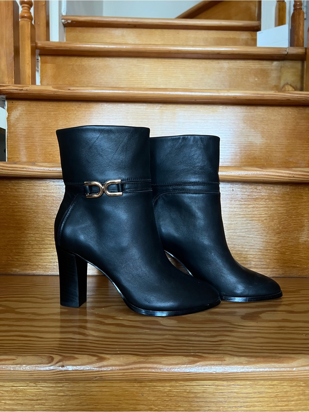 PU Leather Boots w/ Gold Buckle